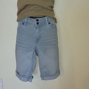 VENUS Light Blue Rolled Cuff Denim Shorts for Women